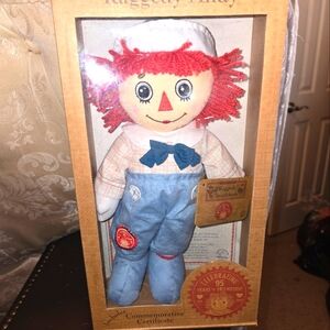 Raggedy Andy Commemorative Doll with Red Hair and Blue Outfit